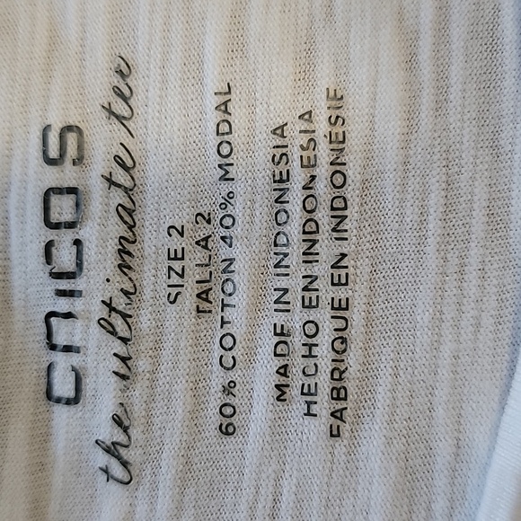 Chico's Size 2 (L/12) "The Ultimate Tee" in White.  Excellent Used Condition. - Picture 9 of 9